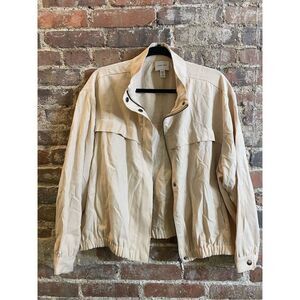 Nine West Women’s Plus Size 0x Ivory/Cream Lightweight  Utility Bomber Jacket